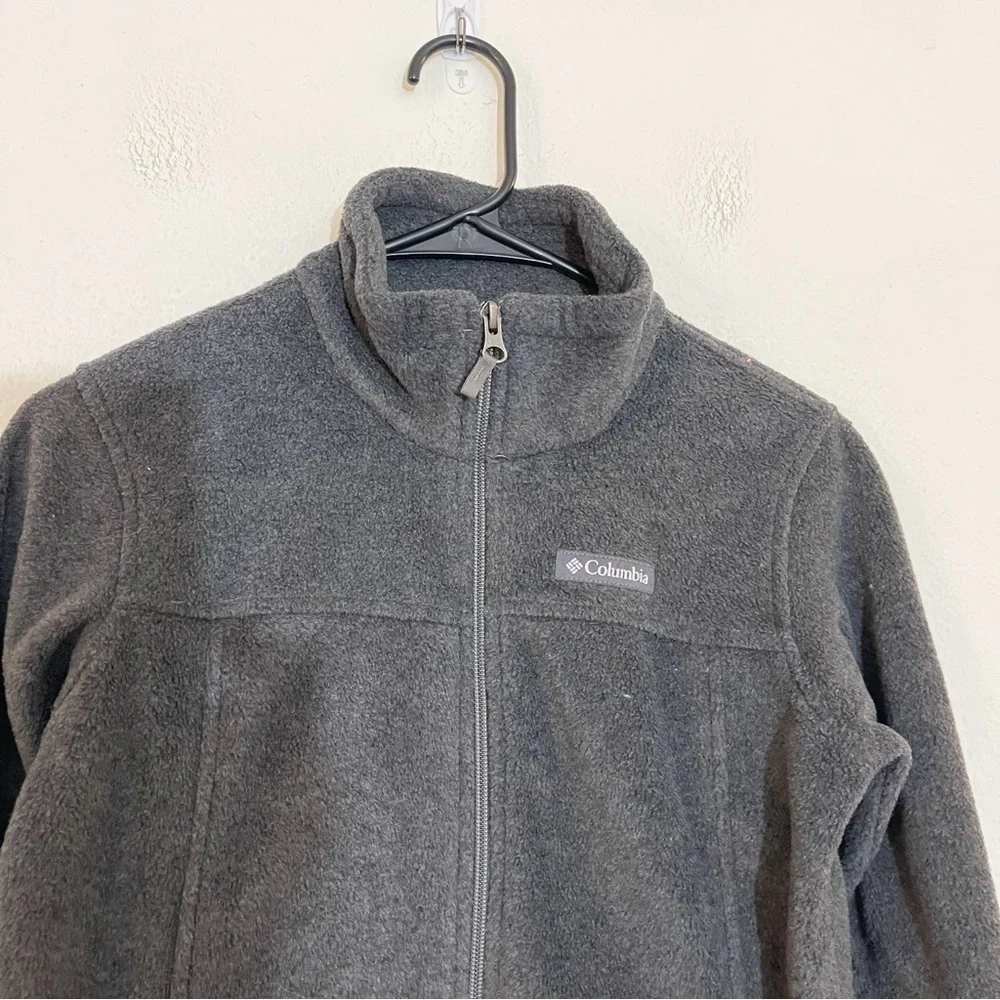 Columbia Full Zip Fleece Jacket Kid Size Medium Gray Pockets Lightweight